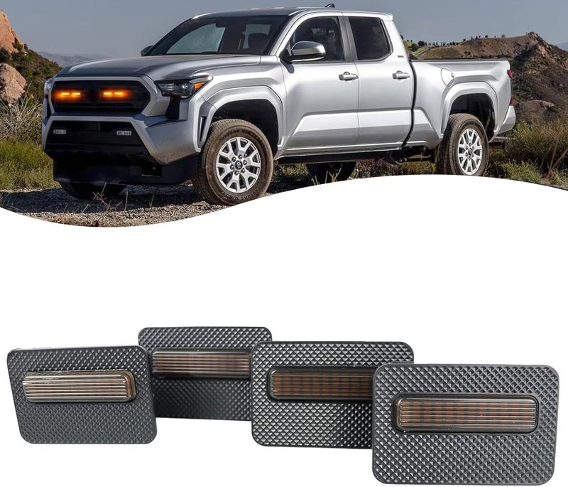 ZDEERAOTO 4pc Smoked Housing Amber LED Front Grille Lights DRL Feature Kit for Toyota Tacoma 2024 2025 SR SR5 Cab Pickup Accessories (Smoked) - Image 1